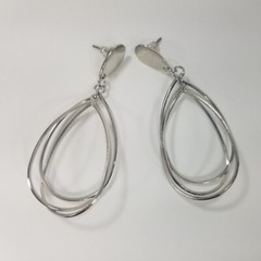 Cage Silver Tone Hoops Dangle Earrings Large 2.5″