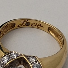 14k Yellow Gold Ring Large CZ Size- 6 Love Multi Gemstone 4.3 Grams
