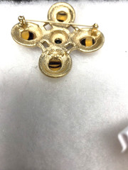 Vtg Danecraft nos gold tone glass cabochon Maltese Cross pin