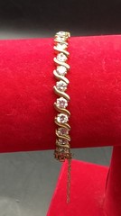 Vintage Gold Tone S Link Tennis Bracelet With Cubic Zirconias 7in