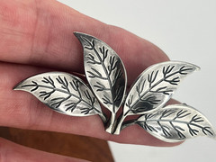 Designer D-A Norway Sterling silver leaf brooch mid-century modern EUC