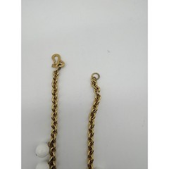 Vintage Style Chunky White Graduated Bead Gold Tone Chain Statement Necklace
