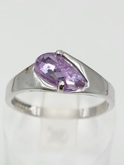 18K Gold Filled Purple Gemstone Ring Modern Statement Silver Tone Band