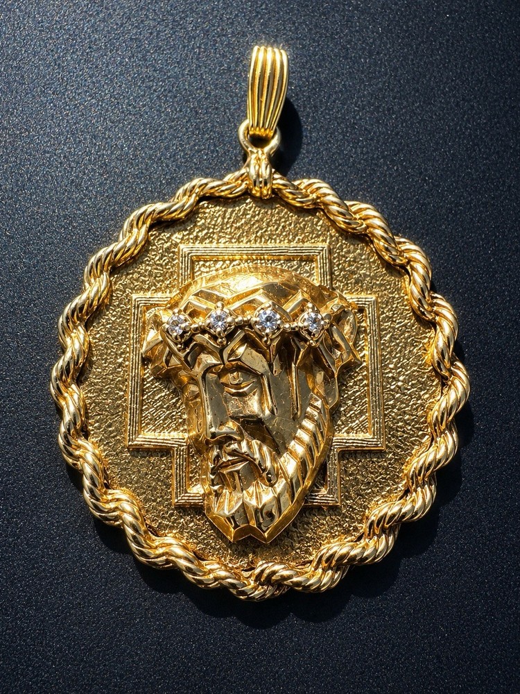 RARE Antique 1920s 14K Gold Diamond Jesus Christ High Relief Pendant 16.05g