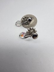 Clear AB Rhinestone Crystal Flower Dangle Screw Back Earrings Vintage