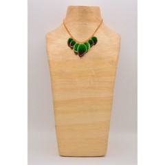 Vintage Leaf Charm Collar Necklace Vibrant Green Enamel Charm NOS 1980s BinA16