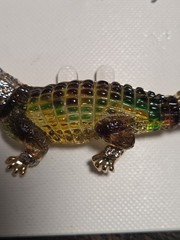 Vintage Goldtone Alligator Crocodile 3″ Rhinestone Brooch, Gorgeous!