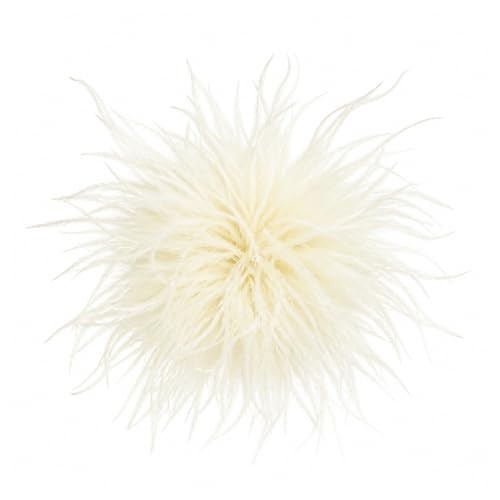 Ostrich Feather Flower Brooch Pin, Natural Beige Large 15cm Vintage Floral