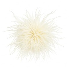 Ostrich Feather Flower Brooch Pin, Natural Beige Large 15cm Vintage Floral