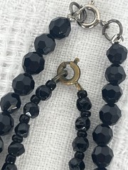 Two Vintage Black Glass Graduated Sized Beaded Necklaces-18″ & 14″ Nice Jewelry!