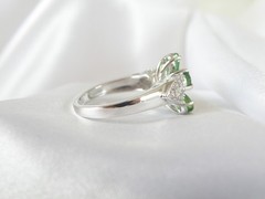 Vintage Sterling Silver Natural Irradiated Green Tourmaline Halo Ring Size 6