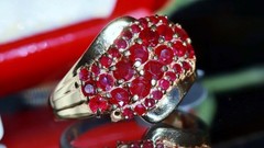 10k yellow gold ring 1.40ct natural, treated ruby size 8 vintage 4.27gr N3724