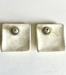 Vintage Memphis Style Geometric Earrings Blue Red Cream Abstract Postmodern Art