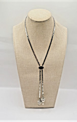 Vintage MONET Victoria Silver Tone Slider Pendant Omega Tie Lariat Necklace