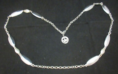 Trifari Signed More Modern Decorative Chain Necklace Silver Tone Ovals 26″ Long
