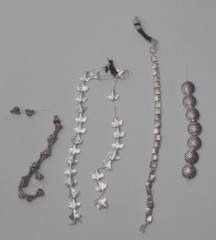 LOT OF FIVE SILVER TONE METAL BEAD STRANDS 8 – 16 mm bz8cr v88cr k50
