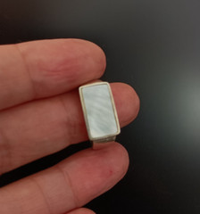 Sterling Silver Signet Ring Mother Of Pearl Modernist Minimalist Clean Design