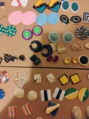 Vintage 1950s Earrings Lot Of 65 Pairs Gold Tone Stone Etc