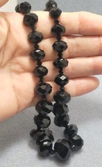 CEZANNE Black Faseted Glass Beads Necklace 18in.
