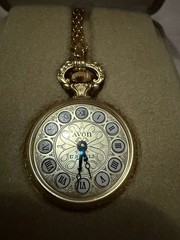Avon Vintage 1981 Presidents Club Watch Pendant, Long Gold Chain
