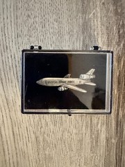 Vintage Medical Strike Force DC-10 Airplane Lapel Pin Tie Tack Original Box Rare