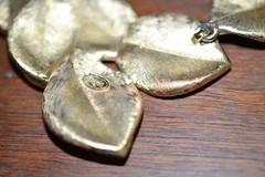 TRIFARI Necklace Clip Earring Set LEAF LEAVES Brush Gold Tone Vintage 19 in. Vtg