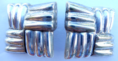 Vintage Sterling Silver Taxco Mexico TS-74 Clip Earrings. 25.9 Grams.