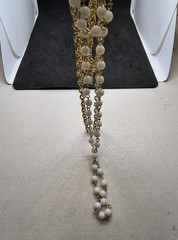 Vintage metal and Pearlesque Necklace Choker Nice clasp Costume Jewelry
