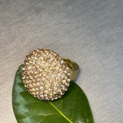 Vintage Cocktail Ring Estate Jewelry Pre-owned Champagne Crystal Dome Any Size