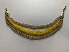 Vintage multi-strand beaded yellow and gold collar necklace