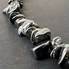 Tumbled Hematite Beaded Necklace Vintage Natural Chip 17″