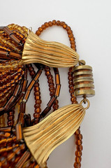 VTG 40 Strand Gold Glass Seed Beads 38″ Long Opera Length Necklace Barrel Clasp