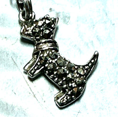 Vintage Sterling Silver Marcasite Scottie Dog Pendant Necklace, 18.5″, Dainty