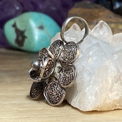 VTG Sterling Silver 3D Lace Filigree Rose Flower Pendant 1.25” AN823-30 N