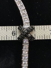 Vintage Signed LL 925 Sterling Onyx Clear Cubic Zirconia Statement Necklace