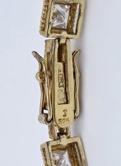 Vintage Gold Vermeil 925 Silver CZ Rope Link Panel Geometric Tennis Bracelet