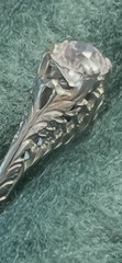 Antique Art Nouveau Solitaire Diamond Ring, 18K White Gold Filigree, Old Europea