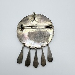 Vintage Southwest Turquoise 5 Teardrop .925 Silver Pendant Brooch Taxco Mexico
