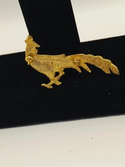 Vintage gold Tone Red Enamel Cloisonne Bird Brooch