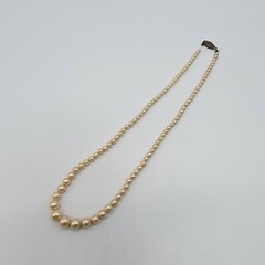 Vintage Faux Pearl Choker Necklace Graduated Small Delicate Classic 15.5″