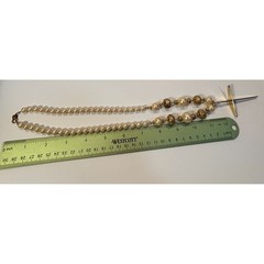 Pearl Necklace Vintage 90s Madonna Gold Tone Cross Crucifix Maximalist