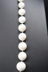 Vtg White Acrylic or Resin Bead 21″ Princess Length Strung Statement Necklace