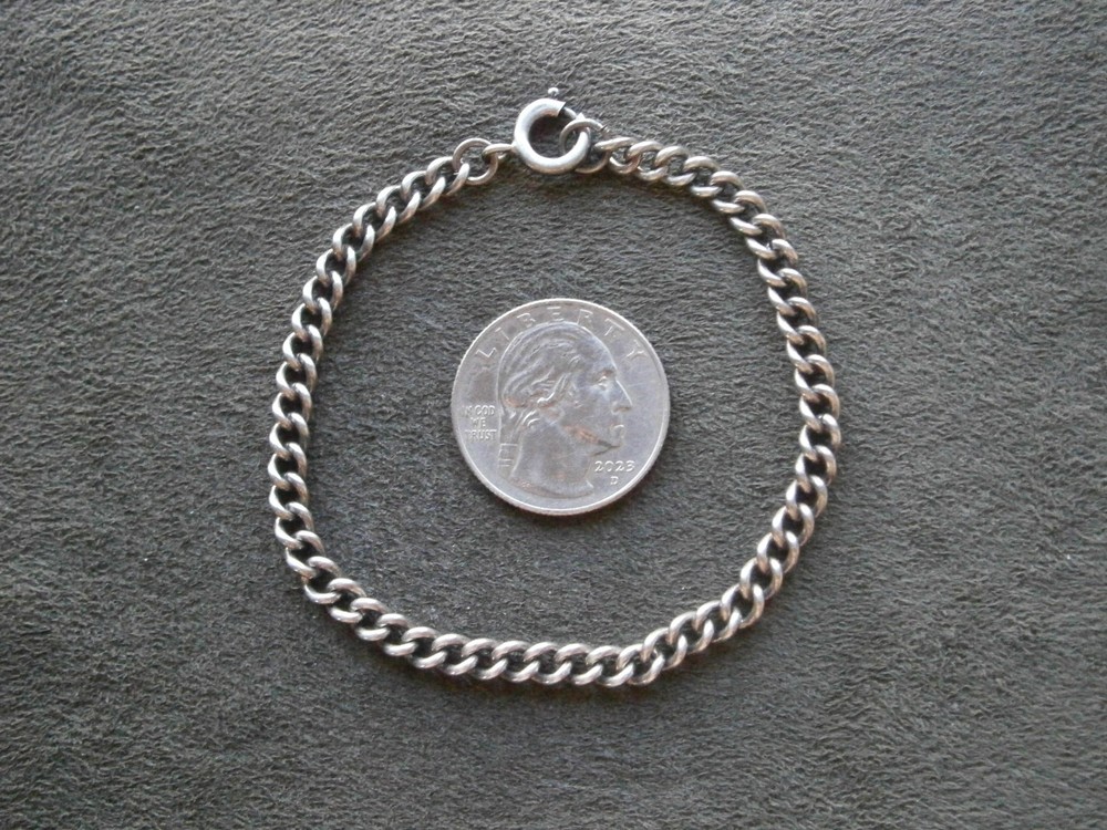 Close Curb Small Link Vintage Sterling Silver Bracelet 7.25″ ~ 8.9g