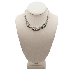 Elegant Swag Design Sparkling Rhinestone Silver Tone Art Deco Style Vtg Necklace