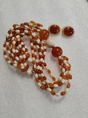 VTG Avon Cosmopolitan Collection Necklace W/ Matching Earrings 6 Strand Honey…