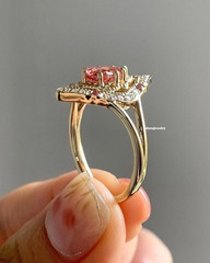 Pear Cut Tourmaline Cocktail Ring 2.85Ct Created Diamonds 14K Yellow Gold Finish