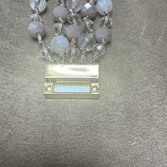 Vintage Pink beaded Rose Gold Magnetic Clasp Bracelet – 5 strands – 7.25″