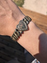 VTG WWII 1940s LaMode Sweetheart Heart Expansion Bracelet Precious Metal Petina