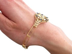 0.68Ct Sapphire, 0.15Ct Diamond, Seed Pearl and 18k Yellow Gold Bracelet