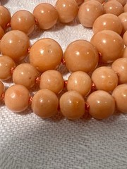 Antique Mediterranean Sciacca Salmon Coral 23½” Necklace 5-9.3mm Bead 14k Clasp